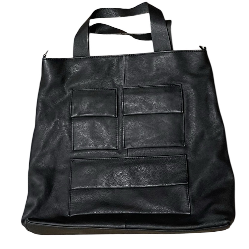 KOOBA Belize Leather Large Tote Bag Black Pockets Shoulder Purse